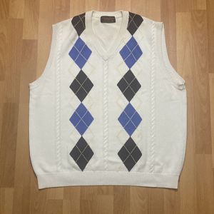 Vintage Brooks Brothers 100% Cotton Vest Diamond Pattern Men XL Made Hong Kong